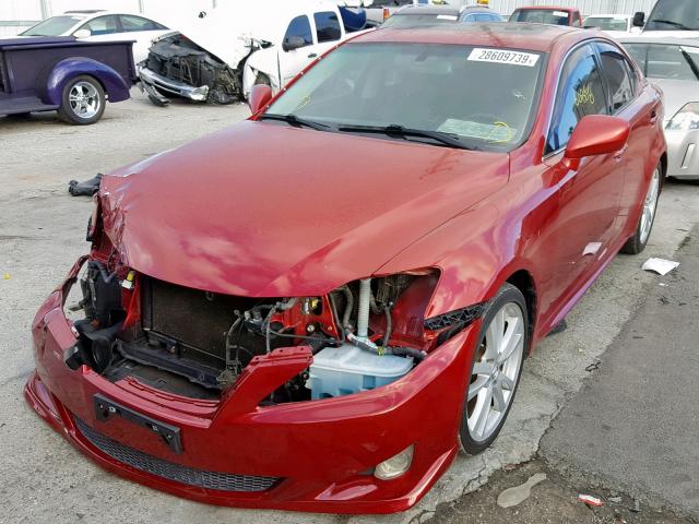 JTHBK262972031753 - 2007 LEXUS IS 250 RED photo 2