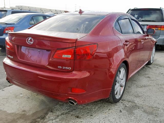 JTHBK262972031753 - 2007 LEXUS IS 250 RED photo 4