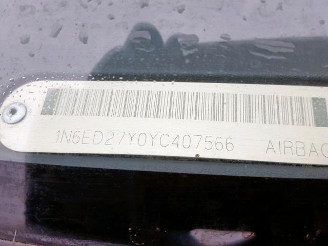 1N6ED27Y0YC407566 - 2000 NISSAN FRONTIER C GRAY photo 10