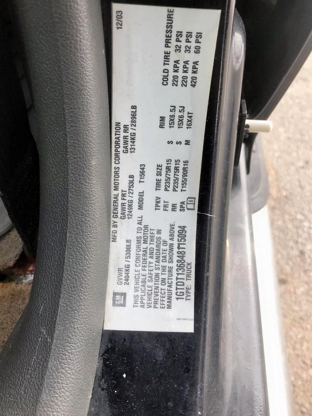 1GTDT136848115094 - 2004 GMC CANYON BLACK photo 10