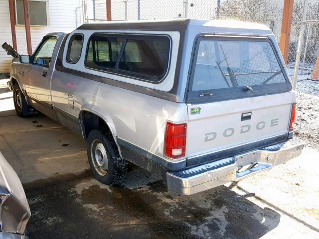 1B7GL26X4KS025562 - 1989 DODGE DAKOTA SILVER photo 3