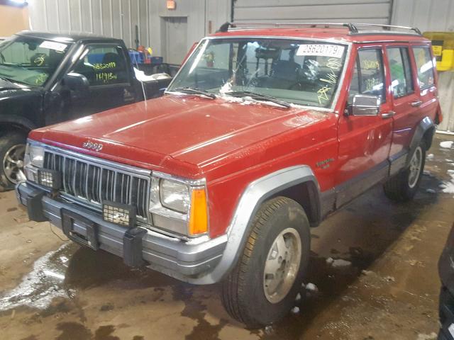 1J4FJ58S2ML501545 - 1991 JEEP CHEROKEE L RED photo 2