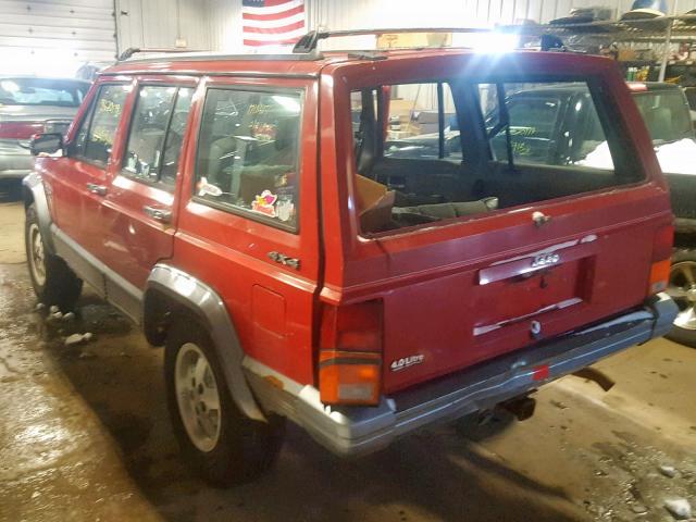 1J4FJ58S2ML501545 - 1991 JEEP CHEROKEE L RED photo 3