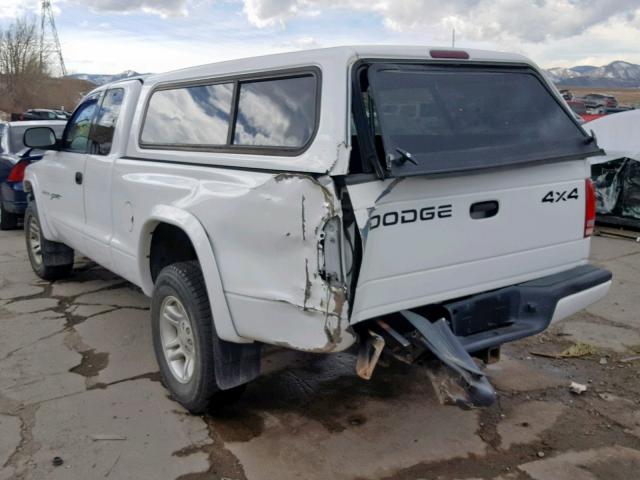 1B7GG22N81S163550 - 2001 DODGE DAKOTA WHITE photo 3