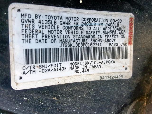 JT2SK13E3P0162711 - 1993 TOYOTA CAMRY XLE GREEN photo 10