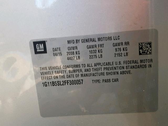 1G11B5SL2FF300057 - 2015 CHEVROLET MALIBU LS SILVER photo 10