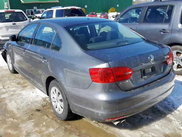 3VW1K7AJ5EM276349 - 2014 VOLKSWAGEN JETTA BASE GRAY photo 3