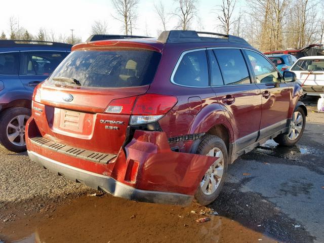 4S4BRDAC6B2316973 - 2011 SUBARU OUTBACK 3. MAROON photo 4