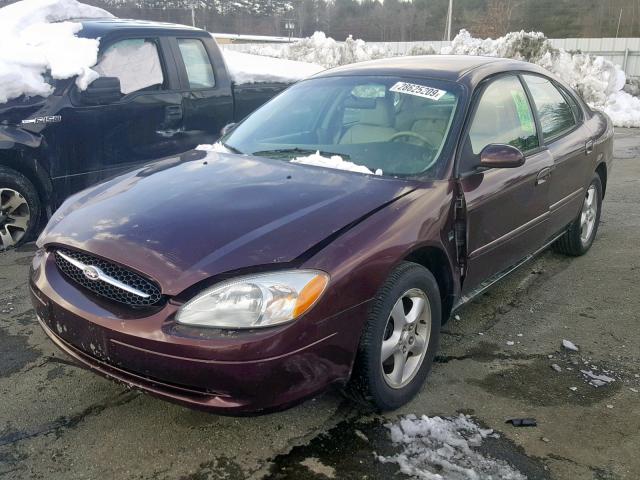 1FAFP55S2YA213671 - 2000 FORD TAURUS SES MAROON photo 2