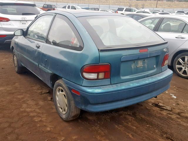 KNJLT05H2T6183127 - 1996 FORD ASPIRE GREEN photo 3