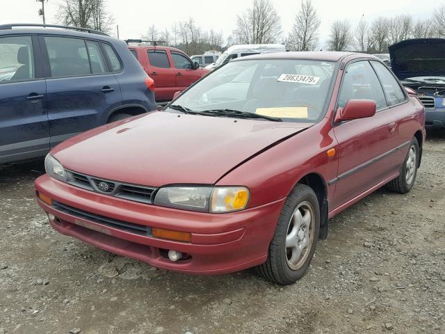 JF1GM4552TG411304 - 1996 SUBARU IMPREZA LX MAROON photo 2