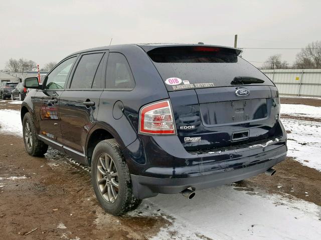 2FMDK48C38BB43290 - 2008 FORD EDGE SEL BLUE photo 3