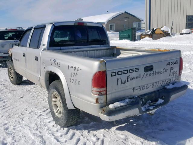 1B7GG2ANX15173983 - 2001 DODGE DAKOTA QUA SILVER photo 3