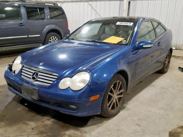 WDBRN47J72A203090 - 2002 MERCEDES-BENZ C 230K SPO BLUE photo 2