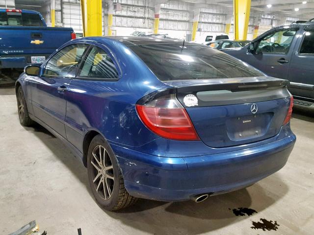 WDBRN47J72A203090 - 2002 MERCEDES-BENZ C 230K SPO BLUE photo 3