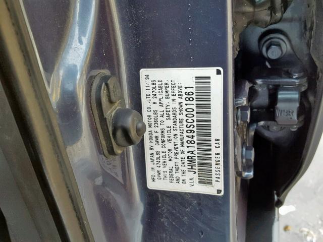 JHMRA1849SC001861 - 1995 HONDA ODYSSEY LX GRAY photo 10