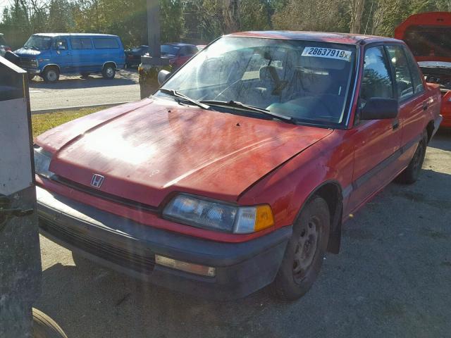 1HGED354XLL007291 - 1990 HONDA CIVIC DX RED photo 2