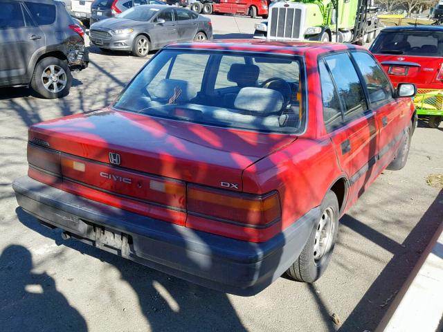 1HGED354XLL007291 - 1990 HONDA CIVIC DX RED photo 4