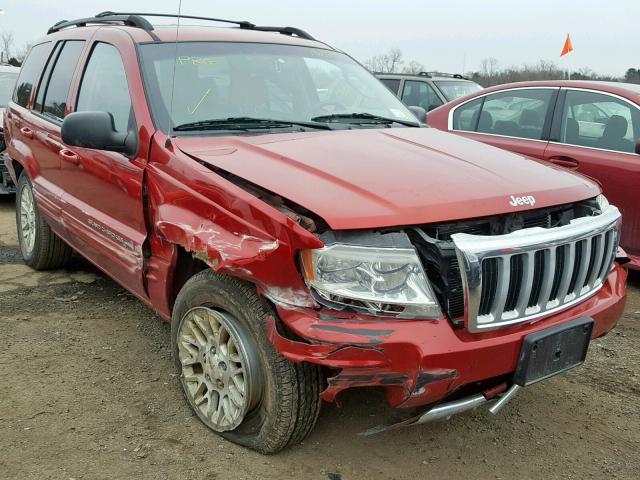 1J4GW58N34C148538 - 2004 JEEP GRAND CHER RED photo 1