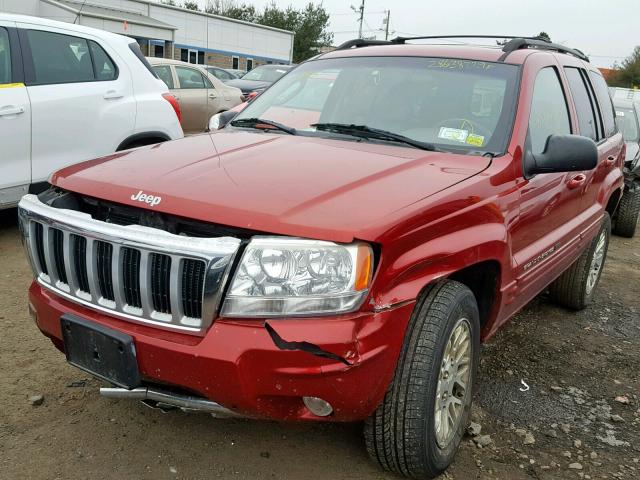 1J4GW58N34C148538 - 2004 JEEP GRAND CHER RED photo 2