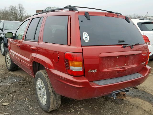 1J4GW58N34C148538 - 2004 JEEP GRAND CHER RED photo 3