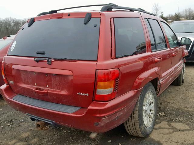 1J4GW58N34C148538 - 2004 JEEP GRAND CHER RED photo 4