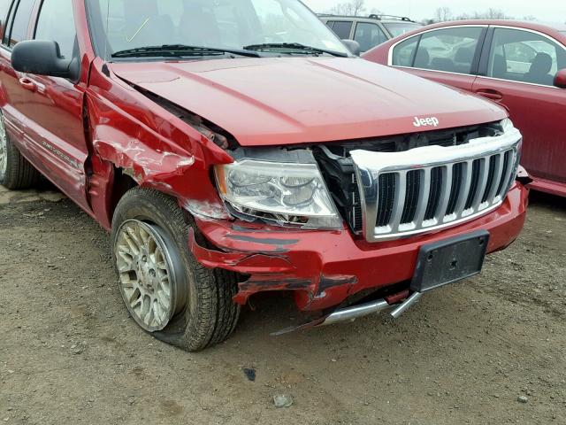 1J4GW58N34C148538 - 2004 JEEP GRAND CHER RED photo 9