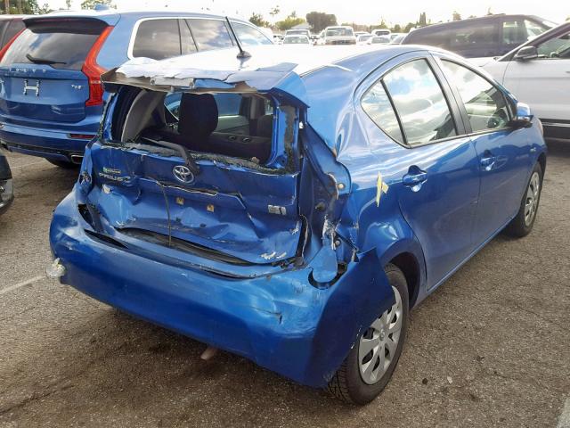 JTDKDTB39D1554241 - 2013 TOYOTA PRIUS C BLUE photo 4