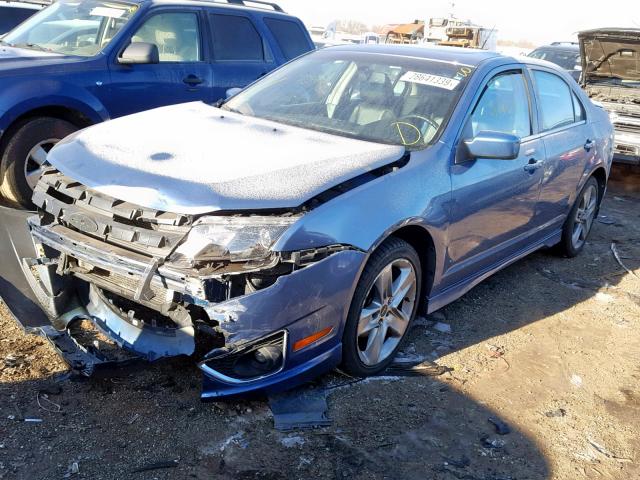 3FAHP0KC8AR100702 - 2010 FORD FUSION SPO BLUE photo 2