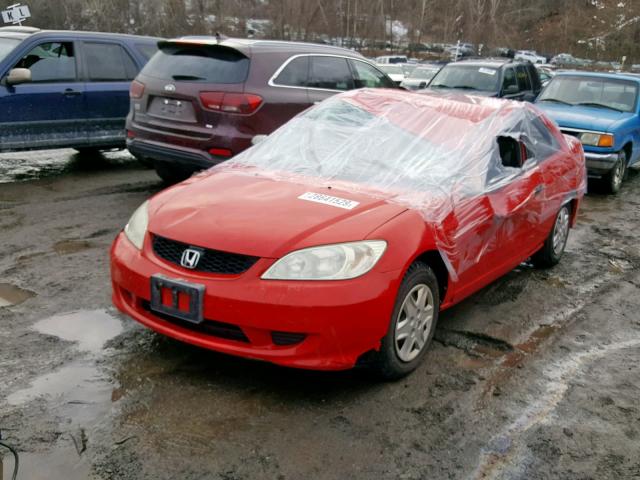 1HGEM21195L050402 - 2005 HONDA CIVIC DX V RED photo 2