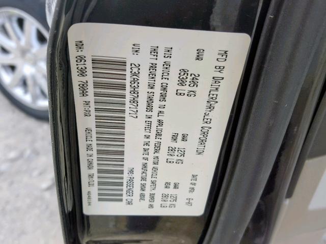 2C3KA63H87H871717 - 2007 CHRYSLER 300C BLACK photo 10