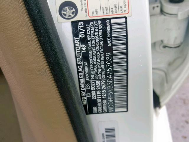 WDDHF5KB3DA757039 - 2013 MERCEDES-BENZ E 350 WHITE photo 10