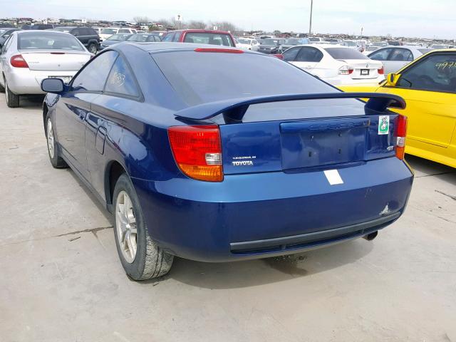 JTDDR32TX20121329 - 2002 TOYOTA CELICA GT BLUE photo 3