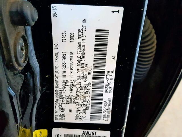 5TFEM5F15FX091256 - 2015 TOYOTA TUNDRA CRE BLACK photo 10