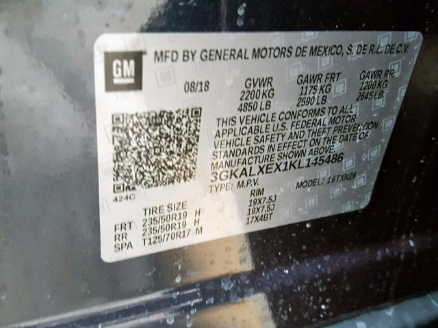 3GKALXEX1KL145486 - 2019 GMC TERRAIN DE BLUE photo 10