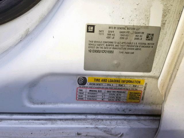 1G1ZA5EU1CF216950 - 2012 CHEVROLET MALIBU LS WHITE photo 10