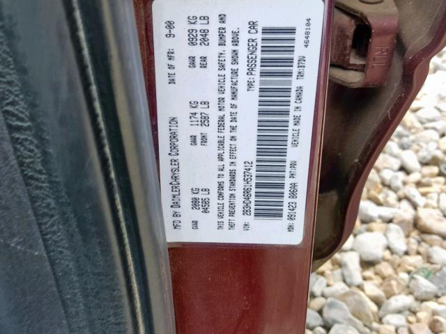 2B3HD46R61H537412 - 2001 DODGE INTREPID S 栗色 照片 10