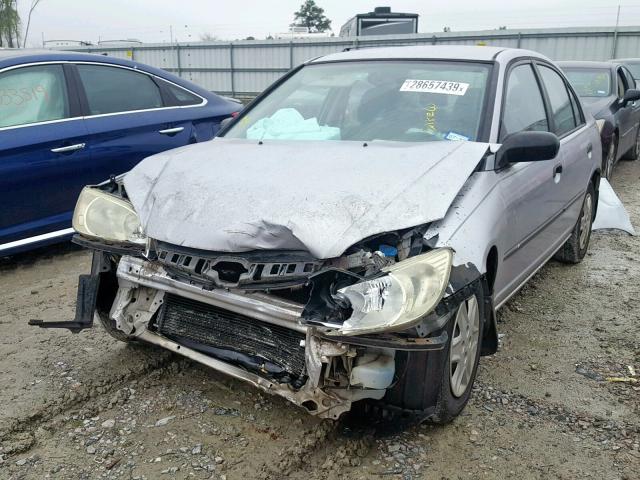 1HGES163X4L006093 - 2004 HONDA CIVIC DX V SILVER photo 2