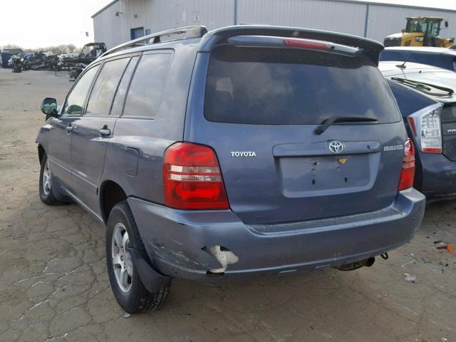 JTEGD21A730062632 - 2003 TOYOTA HIGHLANDER BLUE photo 3