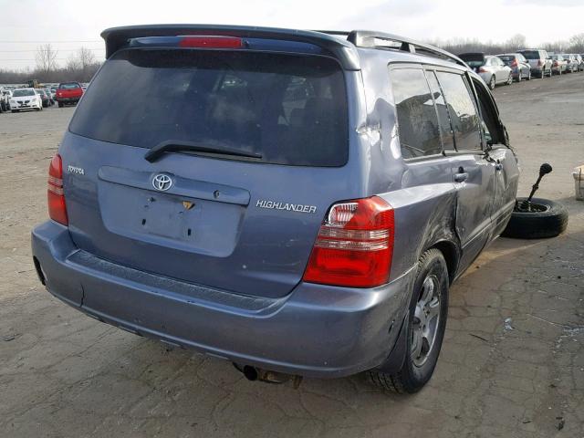 JTEGD21A730062632 - 2003 TOYOTA HIGHLANDER BLUE photo 4