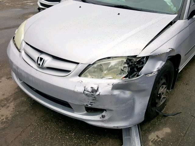 1HGES16365L015407 - 2005 HONDA CIVIC DX V SILVER photo 9