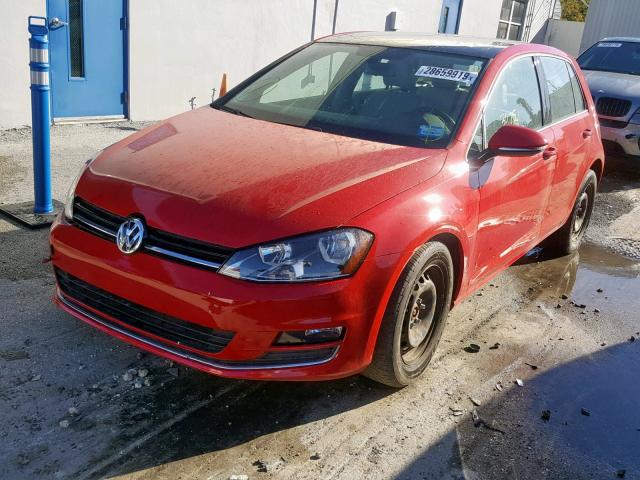 3VW2A7AU8FM018281 - 2015 VOLKSWAGEN GOLF TDI RED photo 2