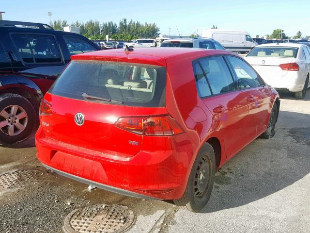 3VW2A7AU8FM018281 - 2015 VOLKSWAGEN GOLF TDI RED photo 4