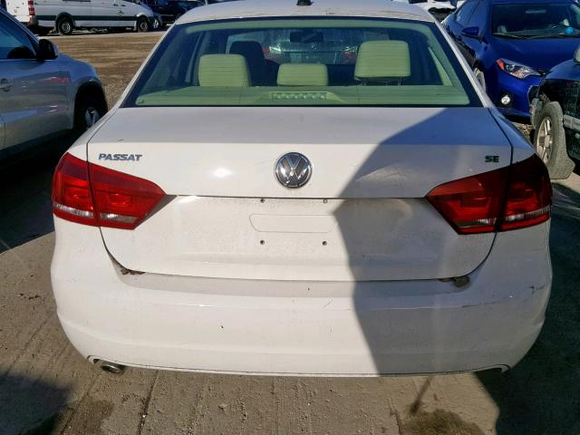 1VWBN7A30DC044447 - 2013 VOLKSWAGEN PASSAT SE WHITE photo 9