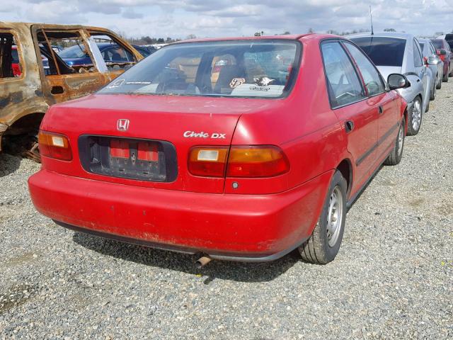 1HGEG8640SL020066 - 1995 HONDA CIVIC DX RED photo 4