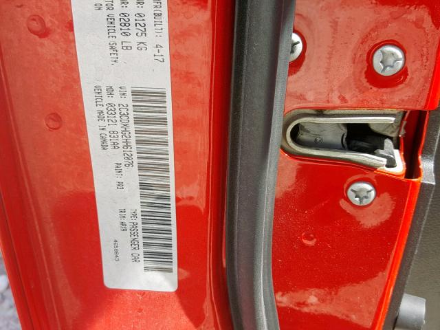 2C3CDXHG2HH612076 - 2017 DODGE CHARGER SX RED photo 10