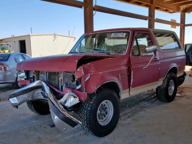 1FMEU15H1MLA60626 - 1991 FORD BRONCO U10 RED photo 2