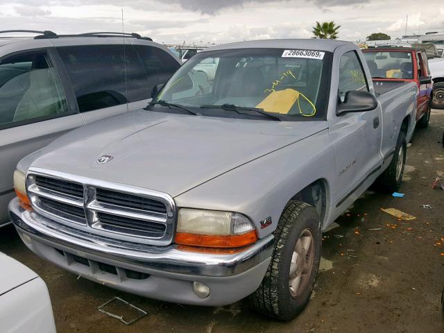 1B7GL26X9WS602494 - 1998 DODGE DAKOTA SILVER photo 2