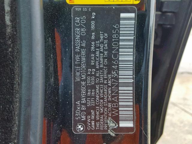 WBANN73546CN01856 - 2006 BMW 530 XIT BLACK photo 10