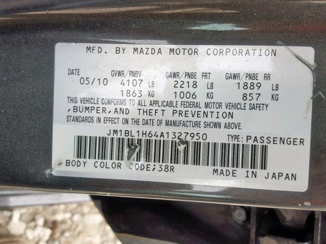 JM1BL1H64A1327950 - 2010 MAZDA 3 S SILVER photo 10